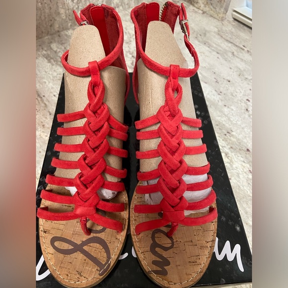 Sam Edelman Shoes - Sam Edelman Dakota, Rio Red Suede Sandals, size 9.5
